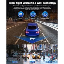 차량용 대시 카메라 무료 32GB SD 카드가 내장된 4K 풀 UHD 차량용 카메라 전면 후면 슈퍼 나이트 비전, 단일옵션