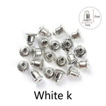 200 개 몫 총알 귀 플러그 골드 실버 도금 금속 귀걸이 다시 스 터 드 설정 기본 공급 5x6MM 126378, 화이트 케이