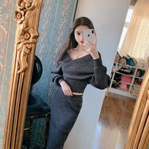 끌리시아 여성 크로스 브이넥 가오리 펄 골지 스판 니트티 티셔츠 T04