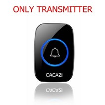 무선 초인종 도어벨 무선벨 cacazi 60 종소리 5 볼륨 방수 버튼 300m 원격 led 라이트 홈 스마트 미국 eu 영국 플러그 수신기, 검은색 송신기, 유럽 ​​연합