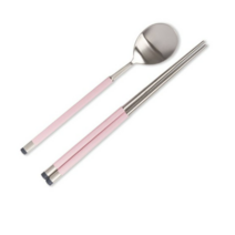 보겐 카라 1인 수저세트 실버 올리브, 1세트, 숟가락 + 젓가락 1벌