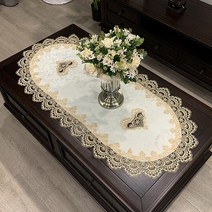 행사용테이블보 레트로 타원형 모양 식탁보 러너 유럽 자수 티 테이블 천으로 레이스 TV 캐비닛 커버 홈 데, 02 50 X110cm, 05 E Table runner