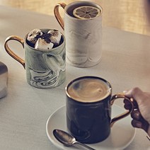 유아상점] 까사무띠 골드마블 핸들머그/홈카페/인테리어식기/집들이선물/답례품/예쁜머그컵/예쁜컵, 아이보리, 450ml