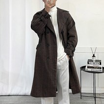 콘피아르 오버핏 체크 누빔 트렌치코트 TC0536N
