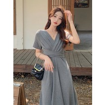 LONGKANG 브이넥 원피스 여성여름