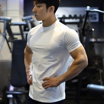 보스트핏 남자 데일리 심플무지 머슬핏 반팔티