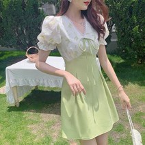 여름 브이넥 트위드 하객룩 롱 원피스 상큼발랄 캐주얼 정장 돌잔치 촬영 홀가먼트 아나운서 원피스