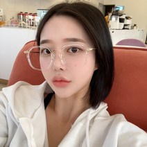 VANANA2 남녀 커플 각진 라운드 유니크 투명 슬림 뿔테 안경