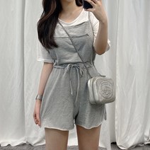 VANANA2 컷팅 반바지 미니멀 나시 점프수트
