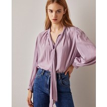 [아떼 바네사브루노 여성] [[22FW]] VLBL2D407V1 라이트바이올렛 셔링배색 긴팔블라우스