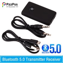 라우터 모뎀 네트워크카드 PzzPss 2 인 1 무선 블루투스 5.0 송신기 수신기 TV PC 자동차 스피커용 충전식 3.5mm AUX Hifi 음악 오디오 어댑터, CHINA_Bagged