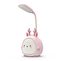 귀여운 만화 LED 책상 램프 Foldable 주변 조명 3 기어 조정 가능한 USB 충전식 독서 빛 눈 보호 야간, 10 pink deer