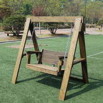 [자연쉼터] 반조립 2인용 야외 방부목 그네 (기본형과 지붕형), A3)기본형(S2)_방부목_연초록색