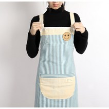 올데이리빙 스마일 패턴 주머니 앞치마, 1개, 블루