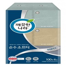 깨끗한나라 순수소프티 미용티슈 정사각 100매 6입X1pack