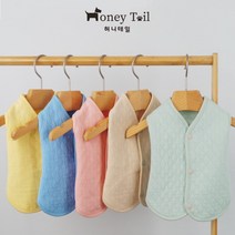 [바보사랑] 허니테일 강아지 수면조끼 실내복 잠옷 순면 내복 강아지옷 S-3XL[허니테일], 색상/사이즈:베이지/L