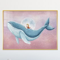 아트블루 귀여운 그림 하늘 고래 일러스트 액자 아이방 아기방 인테리어 소품, 4번 하늘고래 D_핑크배경