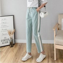 [KT알파쇼핑]SALE 여름 라인 스판 9부 여성 린네 면 바지 밴딩팬츠