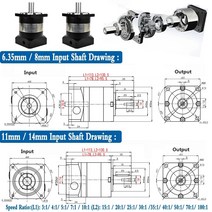 하모닉감속기Nema23 유성 감속기 200W 서보 모터 기어 박스 6.35/8/11/14mm 입력비 5:1 60mm 14mm 출력용, 10 Ratio 100_04 14mm input