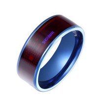 블루투스 반지 NFC 칩 링 패셔너블 호환 두꺼운 스테인레스 스틸 범용 스마트 일상용, 11+Blue