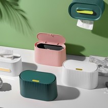 데스크탑 눌러서 사용하는 쓰레기통 고급스러운 수납용 작은 종이통, 순백의