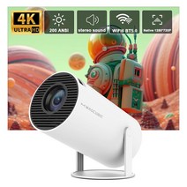 TV 모니터 빔 프로젝터 거치대 미니 빔 프로젝터 transpeed android 11 4k 프로젝터 wifi6 hy300 allwinner h713 200ansi bt5.0, 안드로이드 TV와 함께, 나는 플러그를 꽂는다