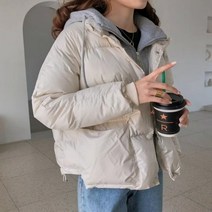 [한중무역] 이중 후드 숏 패딩 여성점퍼 패딩점퍼 겨울패딩점퍼 숏패딩 동대문시장상품 이중패딩