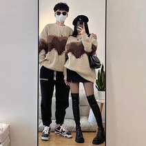 발렌타인데이 커플룩 항구풍 남녀 스웨터 나들이 니트 라운드 반팔 긴팔