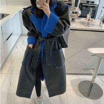 겟잇미 블랙레더 더블버튼 롱코트 4컬러