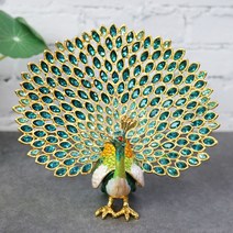아리공방 황금황제 공작새 보석함 소사이즈 공작장식 화려한장식 부모님선물 어머니선물 풍수소품, 블루