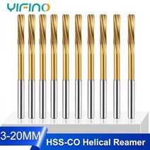 구멍 GAMONT HSS-CO Helical Reamer 코발트 티타늄 도금 스테인레스 스틸 특수 스트레이트 생크 리머 3-20 소수점, [08] D10x38CxH7