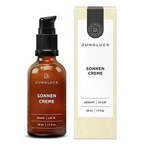Junglück 비건 선크림 갈색 유리병 50ml 미네랄 기반의 천연 자외선 차단 독일산 및 지속 가능한 화장품