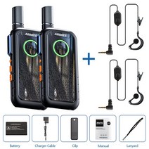 무전기USB 충전 미니 워키토키 ABBREE AR-M3 UHF 장거리 듀얼 PPT 휴대용 커뮤니케이터 호텔 사냥용 양방향, 05 2 M3-Headset