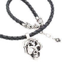 골드러쉬 N071 가죽목걸이 해골팬던트 남녀공용 남자패션목걸이