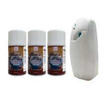 아로마에어 자동 타이머 방향제 분사기 1개+향캔 리필3개, 헤이즐넛커피X3개