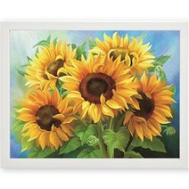 액자 세트 DIY 보석 큐빅 비즈 십자수 30x40 cm, 화이트, 53.만개 해바라기