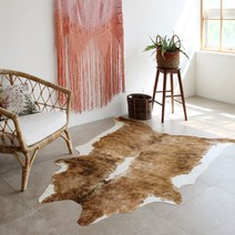 [얀카페트] 더 리얼해진 프린트 인조송치 러그 카페트 23브라운 (155x200cm)