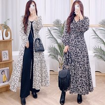 제이앤지니 OP-344 꽃 단추 롱 긴소매 원피스