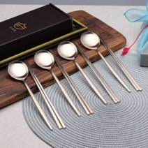 수타미 수저세트 둥근달 어른 4벌 선물포장 무료각인, 단품, 단품