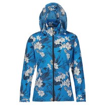 코오롱스포츠 여성 플라워 프린트 경량 자켓 블루 후드 탈부착 스트레치 바람막이 방풍 점퍼 JKJJM19242BLU