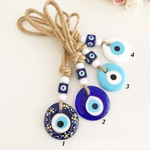 럭키 아이 유리 블루 터키 이블 아이 펜던트 벽걸이 multi color bead handmade decoration for home living room car, 파란색 작은