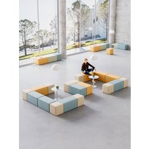 대기실 쇼파 병원 노래방 업소용 가성비 소파, 초콜릿 스툴 - 파파야 오렌지