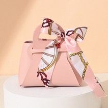 핸드백모양 포장상자 3컬러 스카프 리본포함 이벤트 파티 선물케이스, 핑크