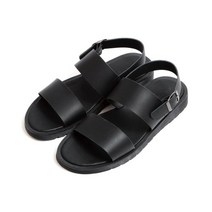 CONCREAT TTSDS0308C34BK 더블 스트랩 레더 샌들 블랙 11203426