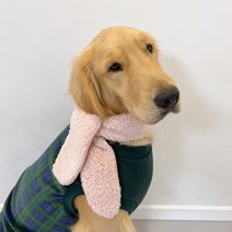 도기스타 소형 중형 대형견옷 플리스 티셔츠+털목도리 세트, 체크그린