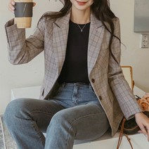 [마이더스비] 네스 포켓자수 체크 자켓