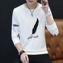 가바바 남성 멋스럽고 느낌있는 깃털패턴 포인트 긴팔 티셔츠 G851
