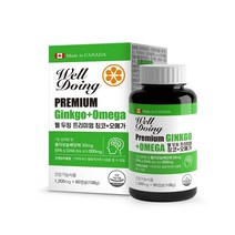 웰두잉 프리미엄 징코 + 오메가 1200mg x 90 캡슐, 2박스(-3000원), 기본