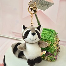귀여운 만화 동물 플러시 키 체인 13cm-15Cm 거북이 코끼리 원숭이 호랑이 사자 하마 너구리 곰 토끼 늑대 펭귄 불독, 12 racoon