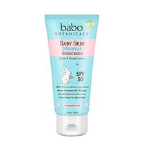 선크림 Babo Botanicals 베이비 스킨 미네랄 선스크린 로션 SPF 50 광범위한 스펙트럼 - 100 산화아연 활성 포함 - 무향 방수 울트라 쉬어 앰프 경량 - 3층
